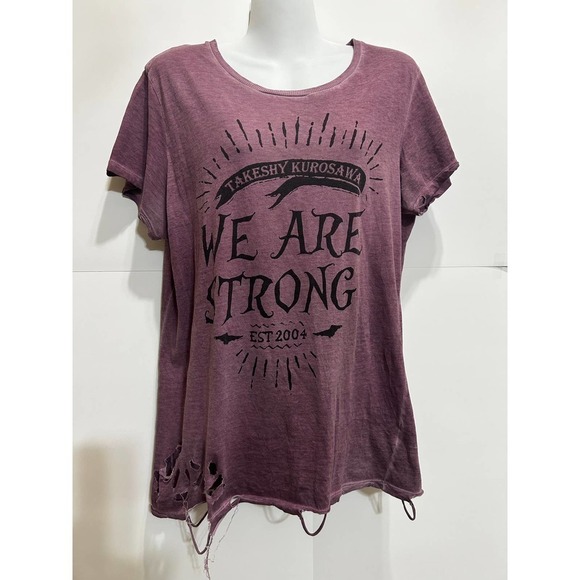 Takeshy Kurosawa Washed Grunge Rip Distressed T Shirt M Graphic We Are Strong - Picture 2 of 12